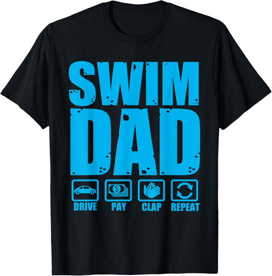 Funny Swim Dad Proud Swimmer Father Humor Fathers Day T-Shirt - T-Shirt | Black
