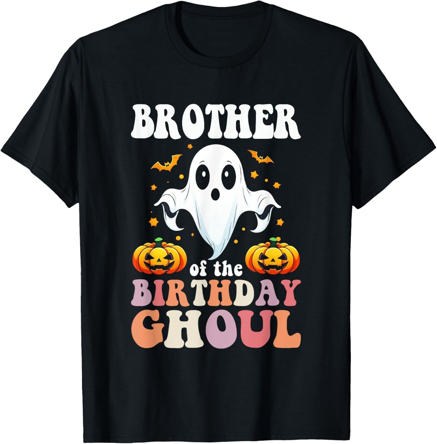Halloween Brother of the Birthday Ghoul Retro Groovy Hippie T-Shirt - T-Shirt | Black