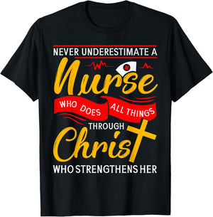 Nurse Christ - cute nurse nursing gift quote woman gift T-Shirt - T-Shirt | Black