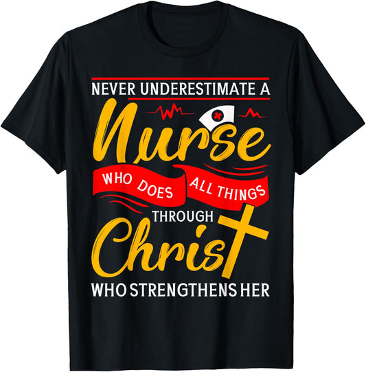 Nurse Christ - cute nurse nursing gift quote woman gift T-Shirt - T-Shirt | Black
