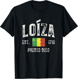 Loíza City in Puerto Rico Est 1719, Puerto Rico Flag T-Shirt - T-Shirt | Black