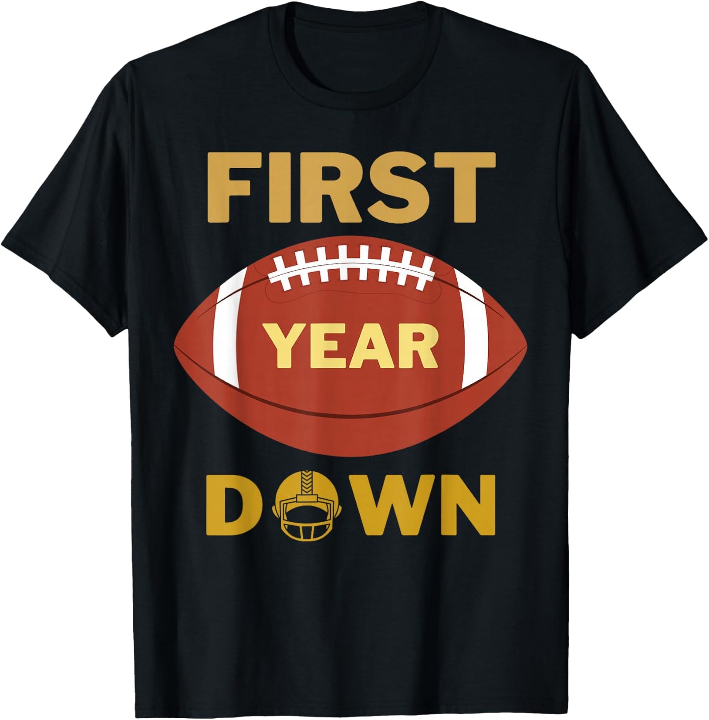 1st Down Football Themed Birthday Party Boys Sports Outfit T-Shirt - T-Shirt | Black