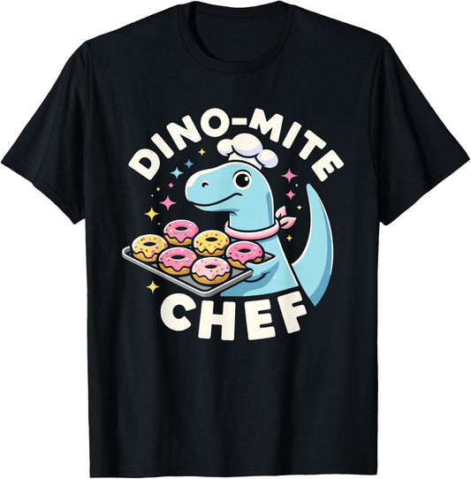 Dino-Mite Chef Cooking Dinosaur T-Rex T-Shirt - T-Shirt | Black