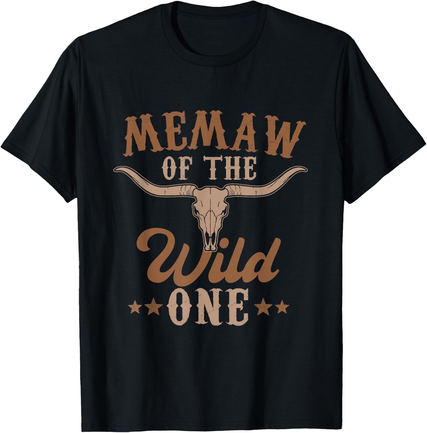 Memaw Of The Wild One Cowboy Western Rodeo Party Matching T-Shirt - T-Shirt | Black