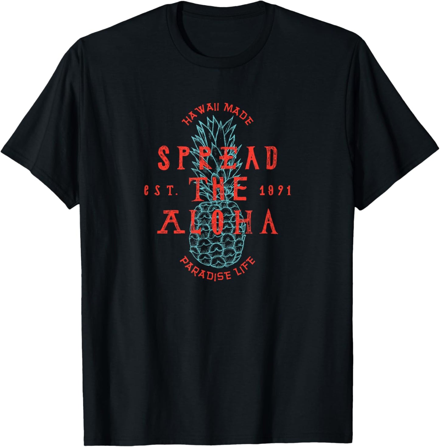Hawaii Spread the Aloha Pineapple Logo T-Shirt - T-Shirt | Black