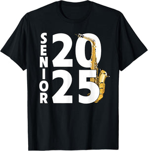 Saxophone Player Senior Class of 2025 Marching Band Student T-Shirt - T-Shirt | Black