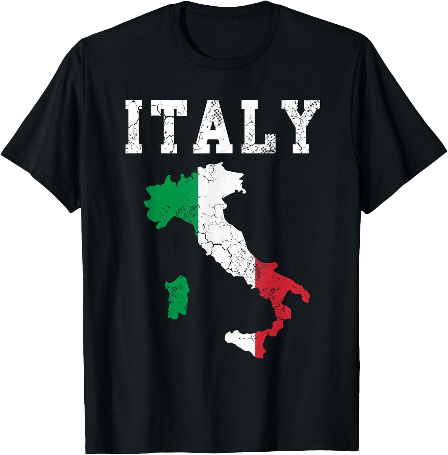 Italy Italia Flag Map Italian Vintage Fade T-Shirt - T-Shirt | Black
