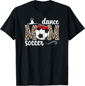 Dance And Soccer Mom Leopard Soccer & Dancing Mom T-Shirt - T-Shirt | Black