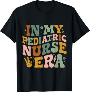 In My Pediatric Nurse Era PICU Nurse Funny Pediatric Nurse T-Shirt - T-Shirt | Black
