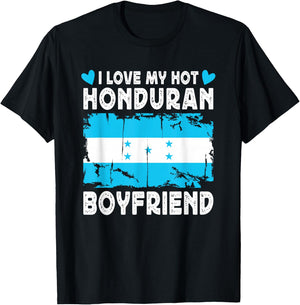 I Love My Hot Honduran Boyfriend Couple Honduras Flag T-Shirt - T-Shirt | Black