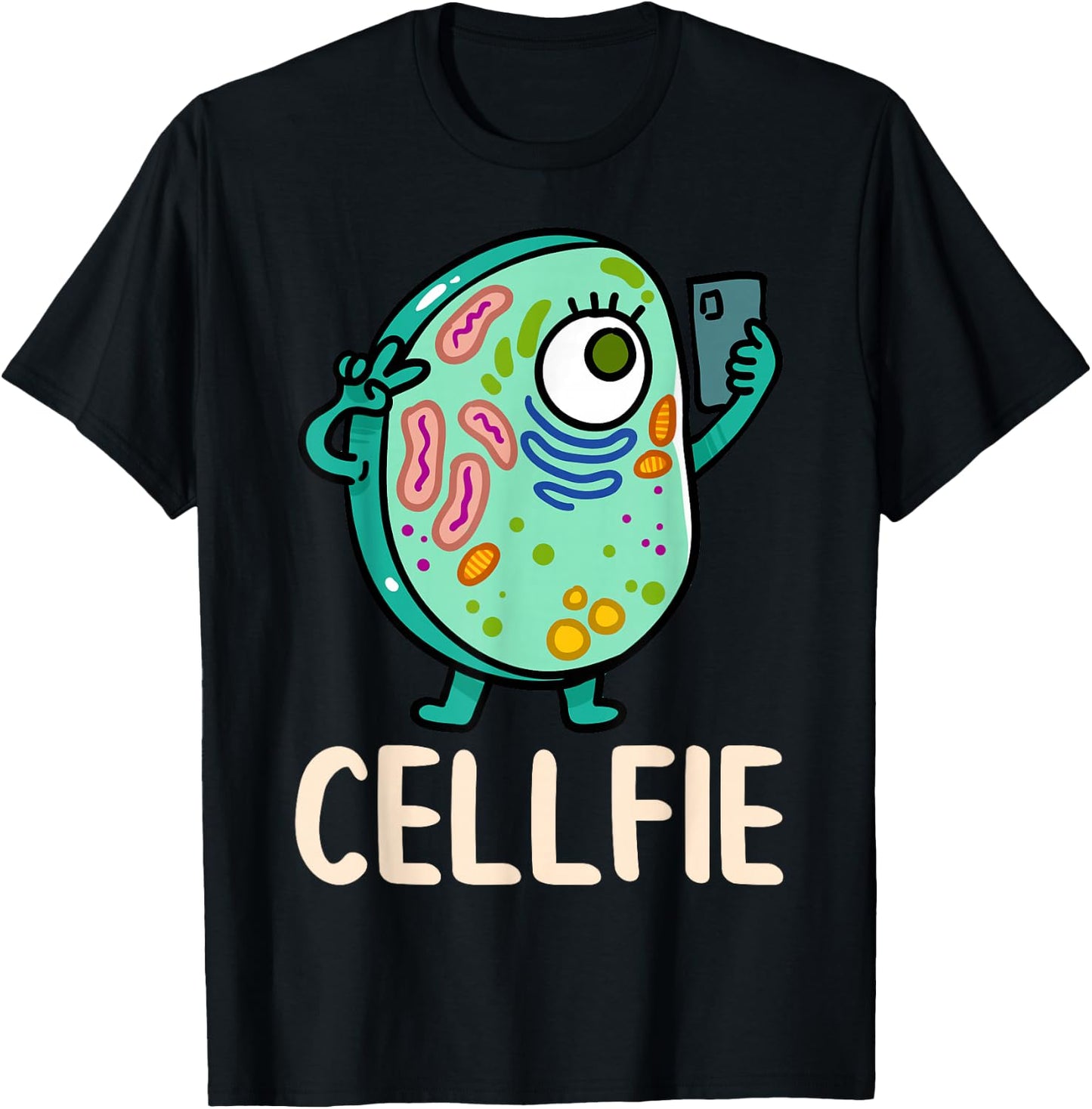 Cell Fie Funny Cellfie Selfie Biology Science Teacher T-Shirt - T-Shirt | Black