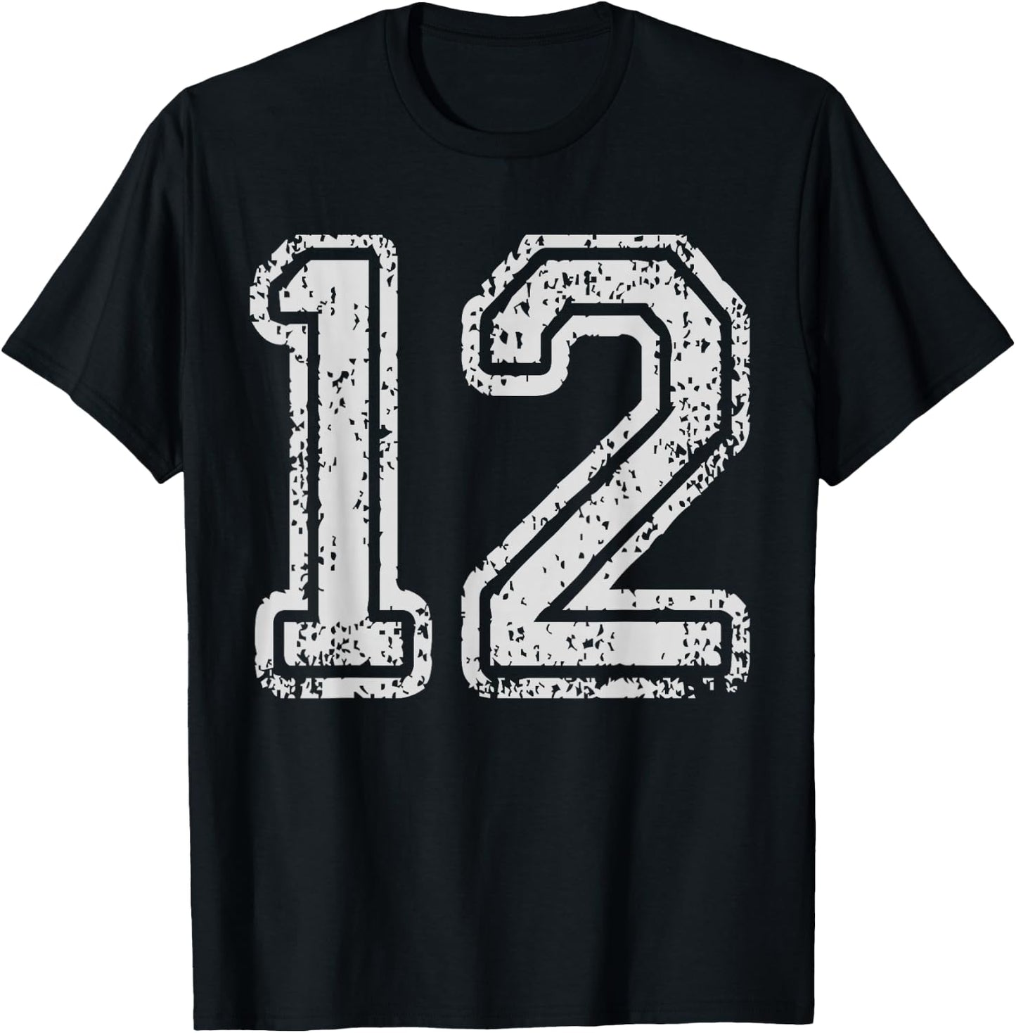 Team Jersey Uniforms Number 12 Twelve School Sports Birthday T-Shirt - T-Shirt | Black