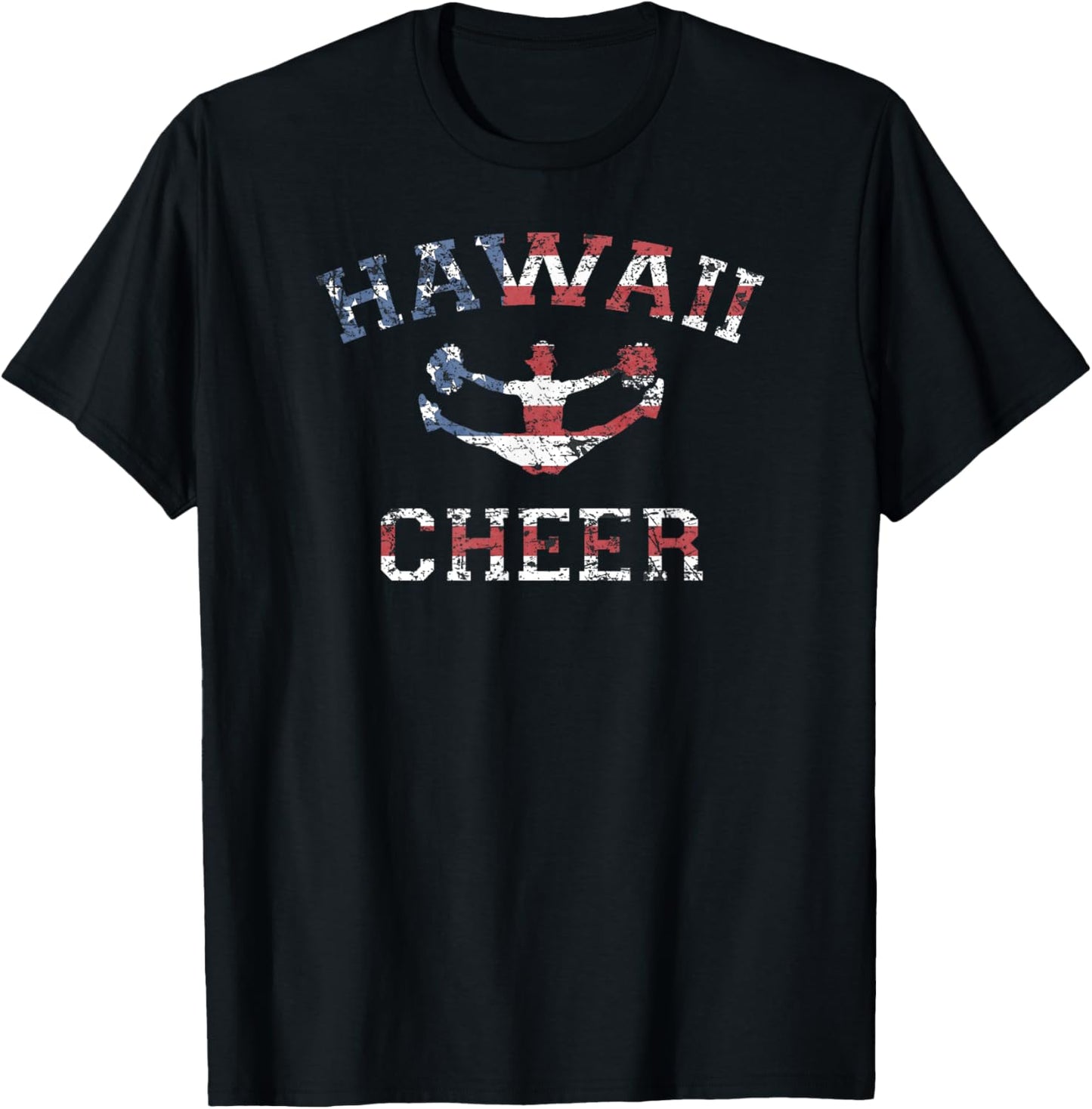 Hawaii Cheer Shirt USA Flag Vintage Cheerleading Gift T-Shirt - T-Shirt | Black
