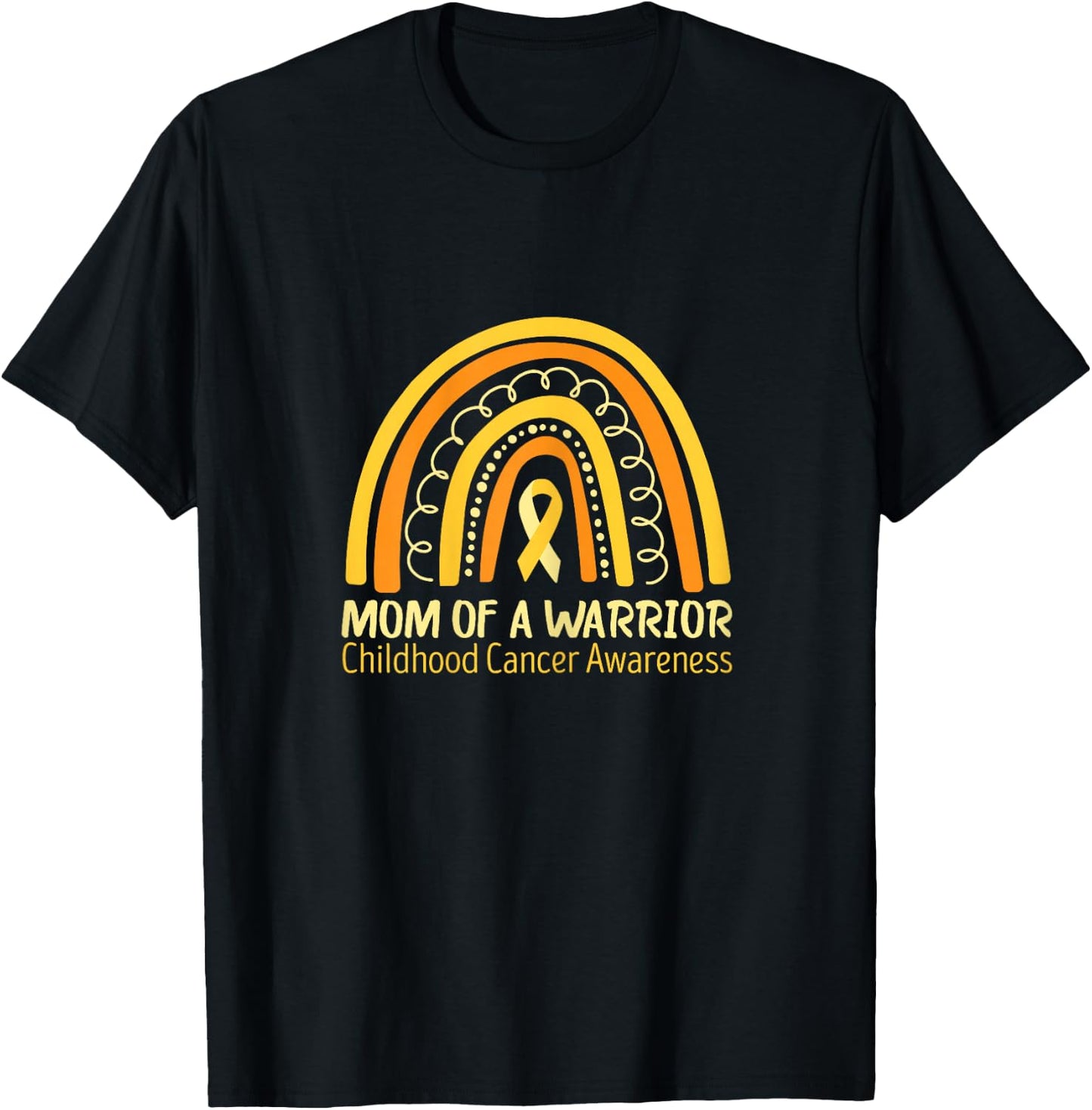Childhood Cancer Awareness Mom Of A Warrior Gold Ribbon T-Shirt - T-Shirt | Black