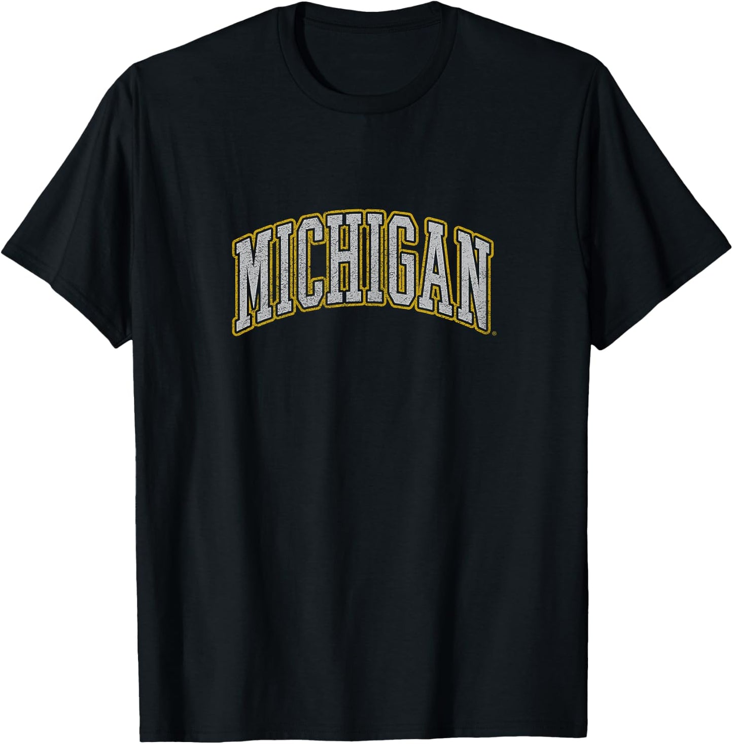 University of Michigan Wolverines U of M Distressed School T-Shirt - T-Shirt | Black