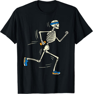 Halloween Skeleton Running Marathon Costume Men Women Kids T-Shirt - T-Shirt | Black