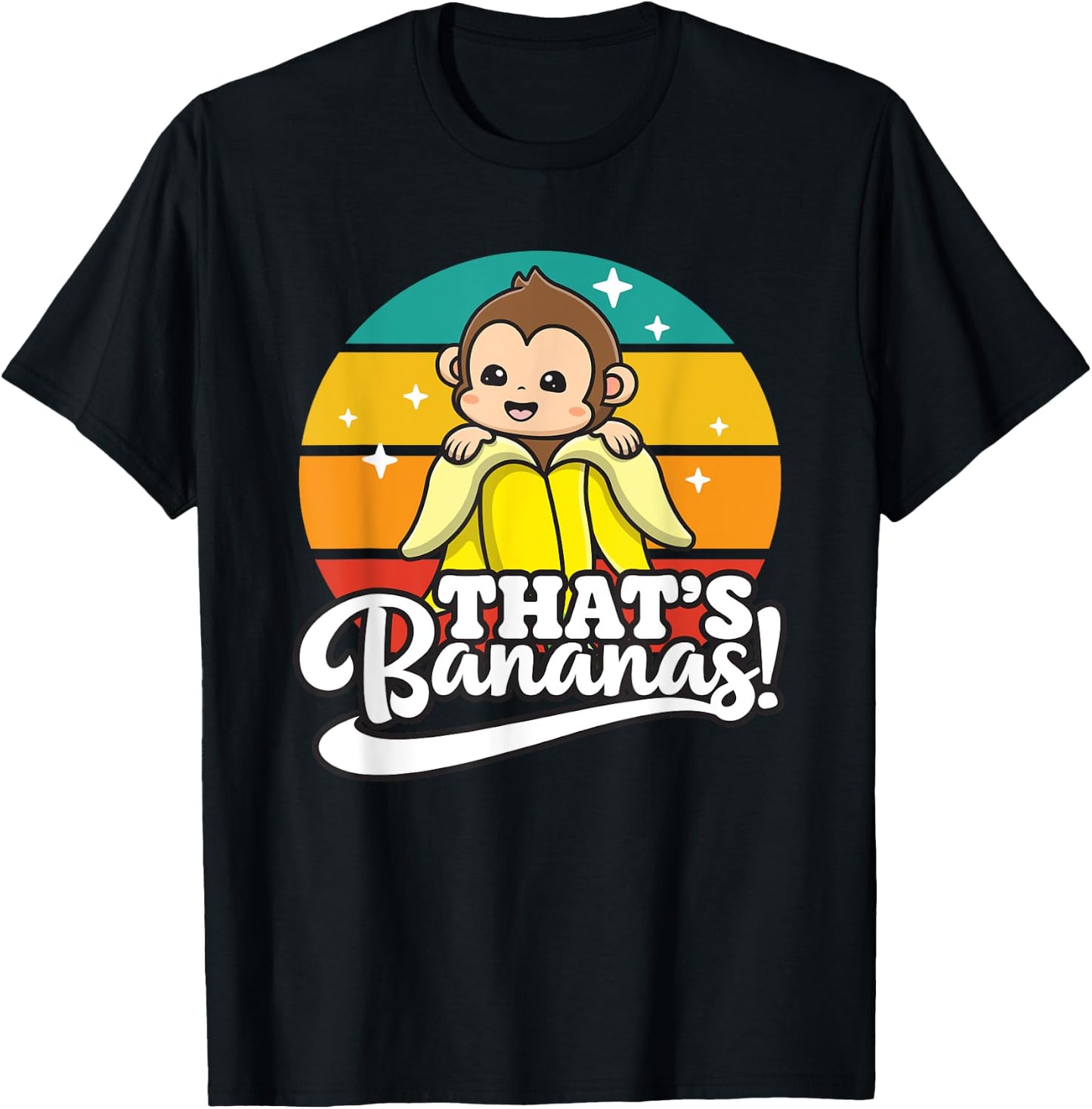 Cute Kawaii Monkey, Funny That’s Bananas T-Shirt - T-Shirt | Black