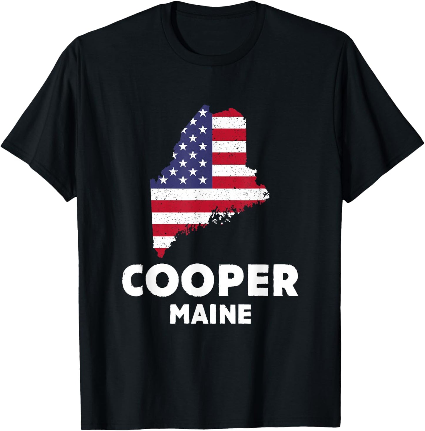 Distressed Patriotic USA Flag Cooper, Maine T-Shirt - T-Shirt | Black