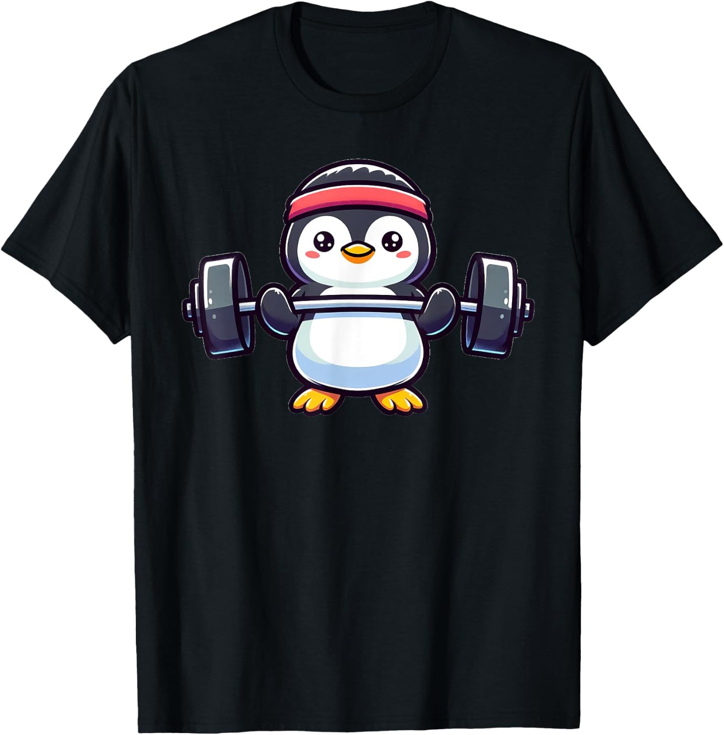 Penguin Powerlifting Weightlifting Gym Workout T-Shirt - T-Shirt | Black