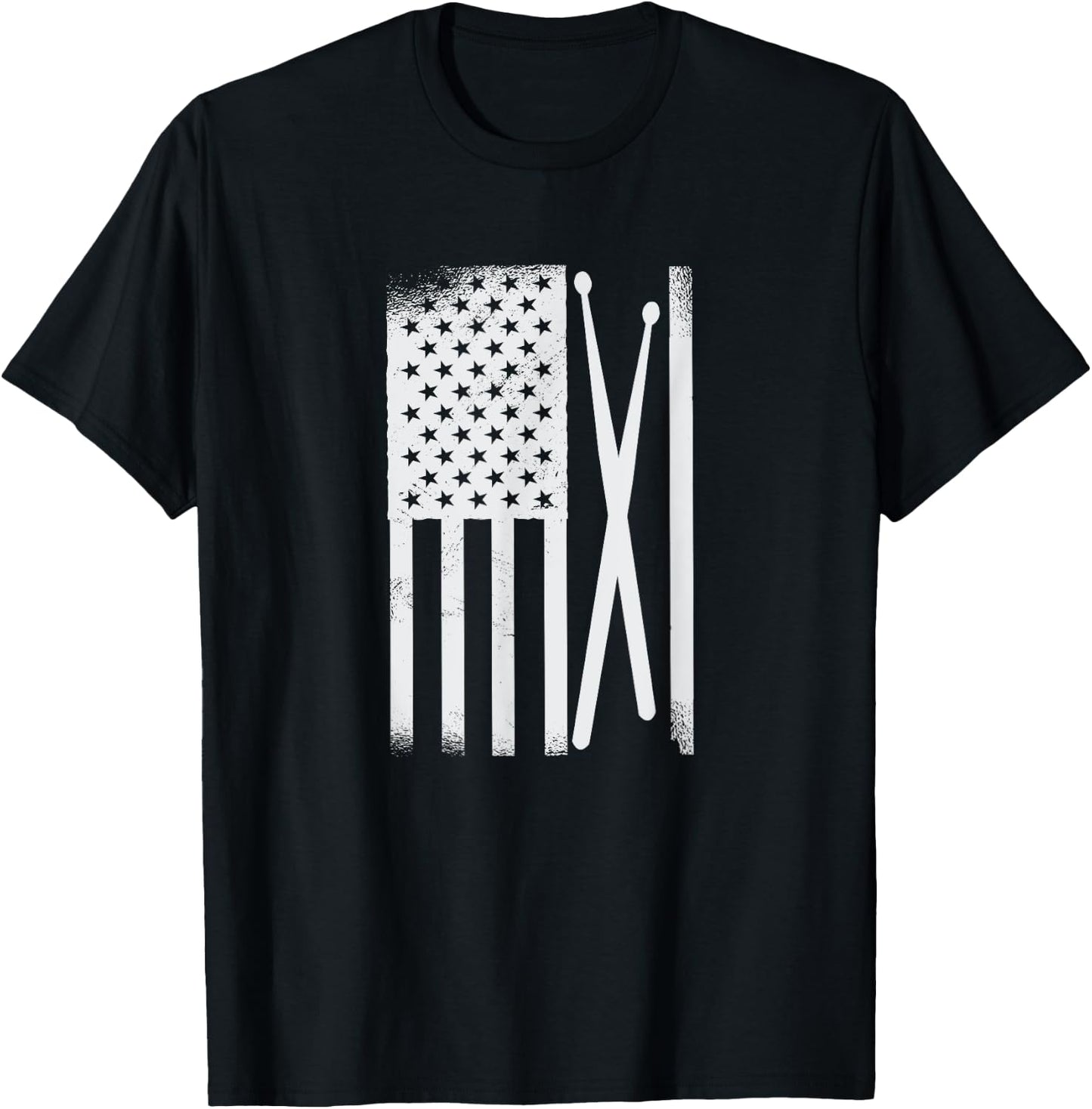 American Flag Drumsticks USA Drummers Vintage Drum Sticks Kids Men T-Shirt - T-Shirt | Black