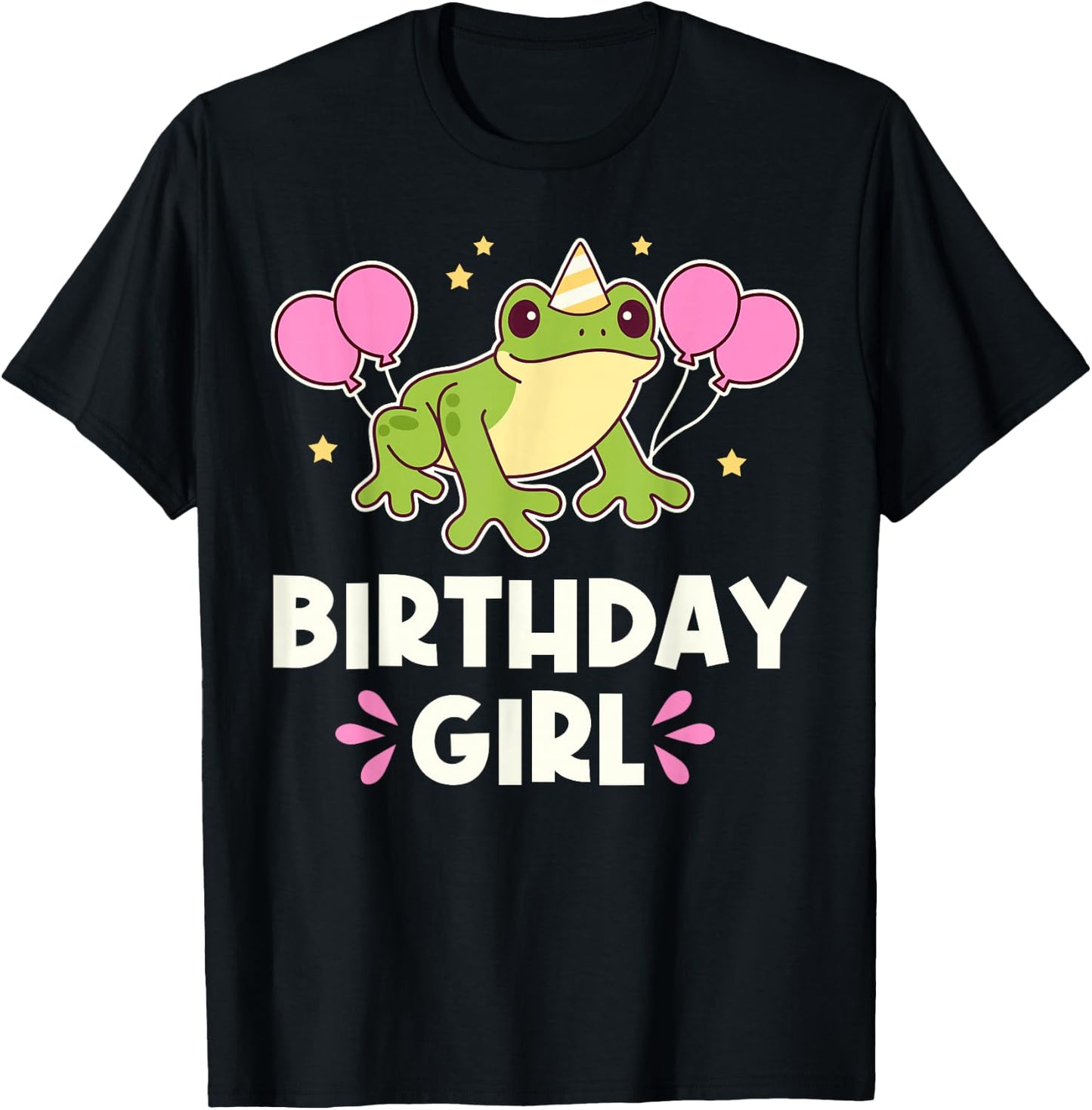 Cute Birthday Girl Frog Graphic T-Shirt - T-Shirt | Black