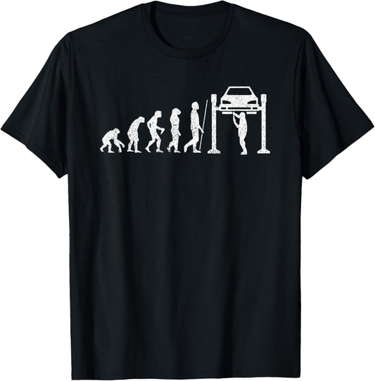 Funny Mechanic Shirt Evolution Mechanics Gift T-Shirt - T-Shirt | Black