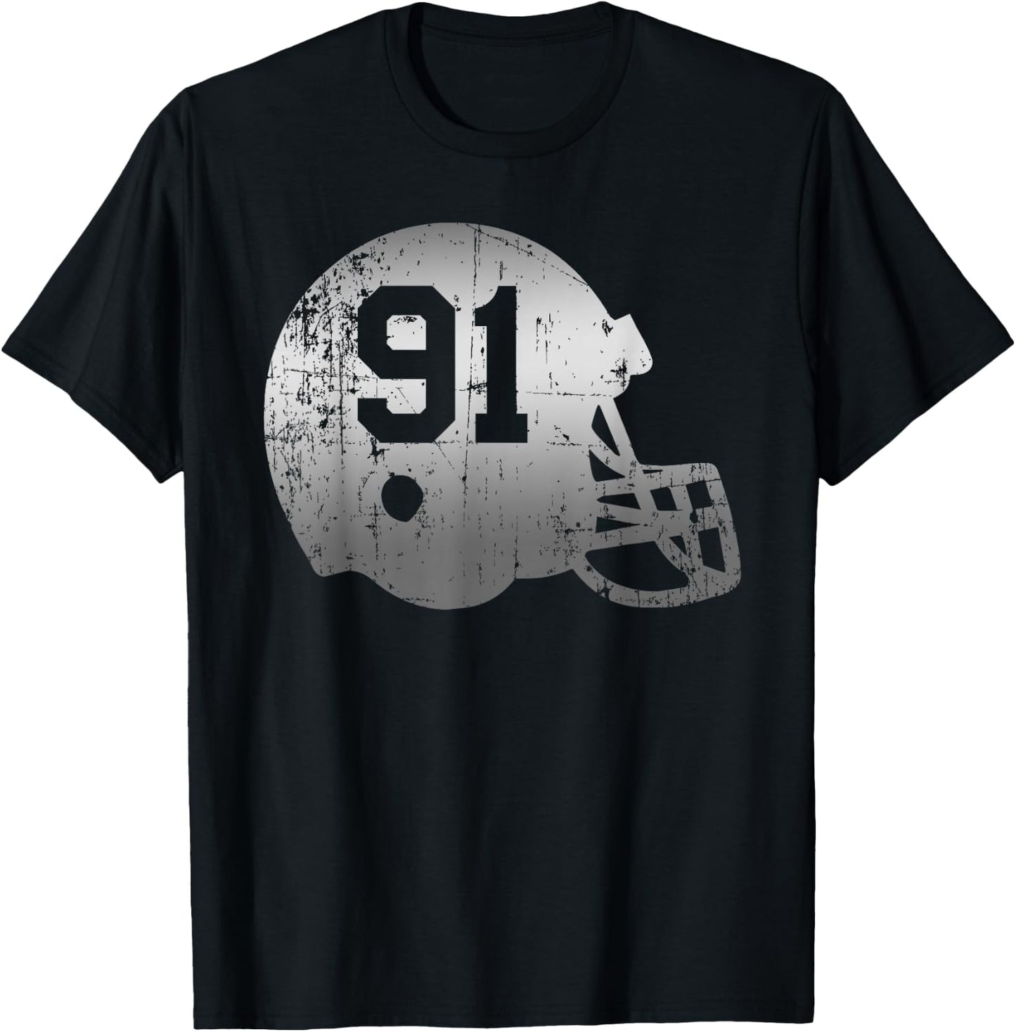 Vintage Football 91 Jersey Number T-Shirt - T-Shirt | Black