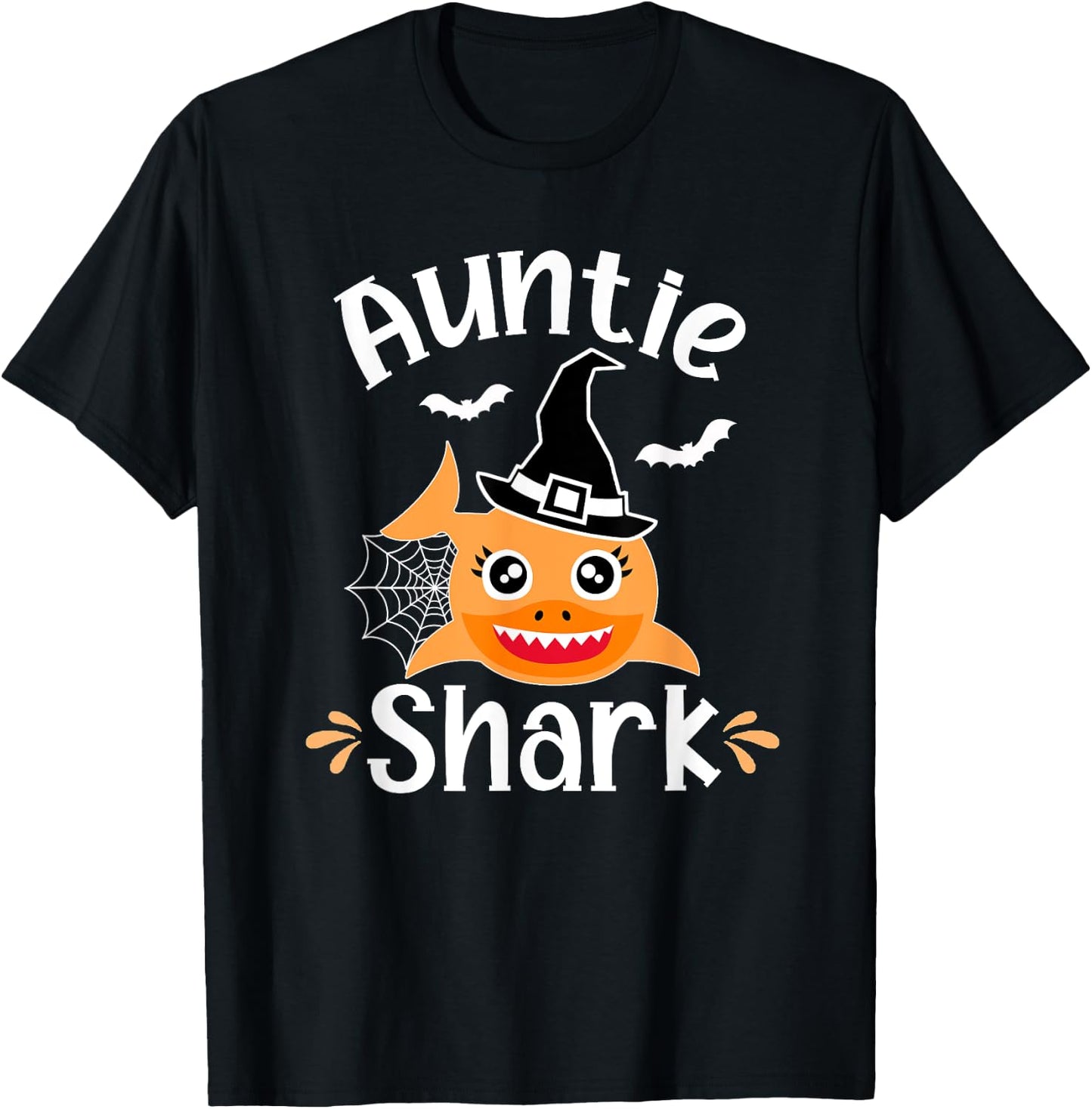 Auntie Shark Funny Halloween T-Shirt - T-Shirt | Black