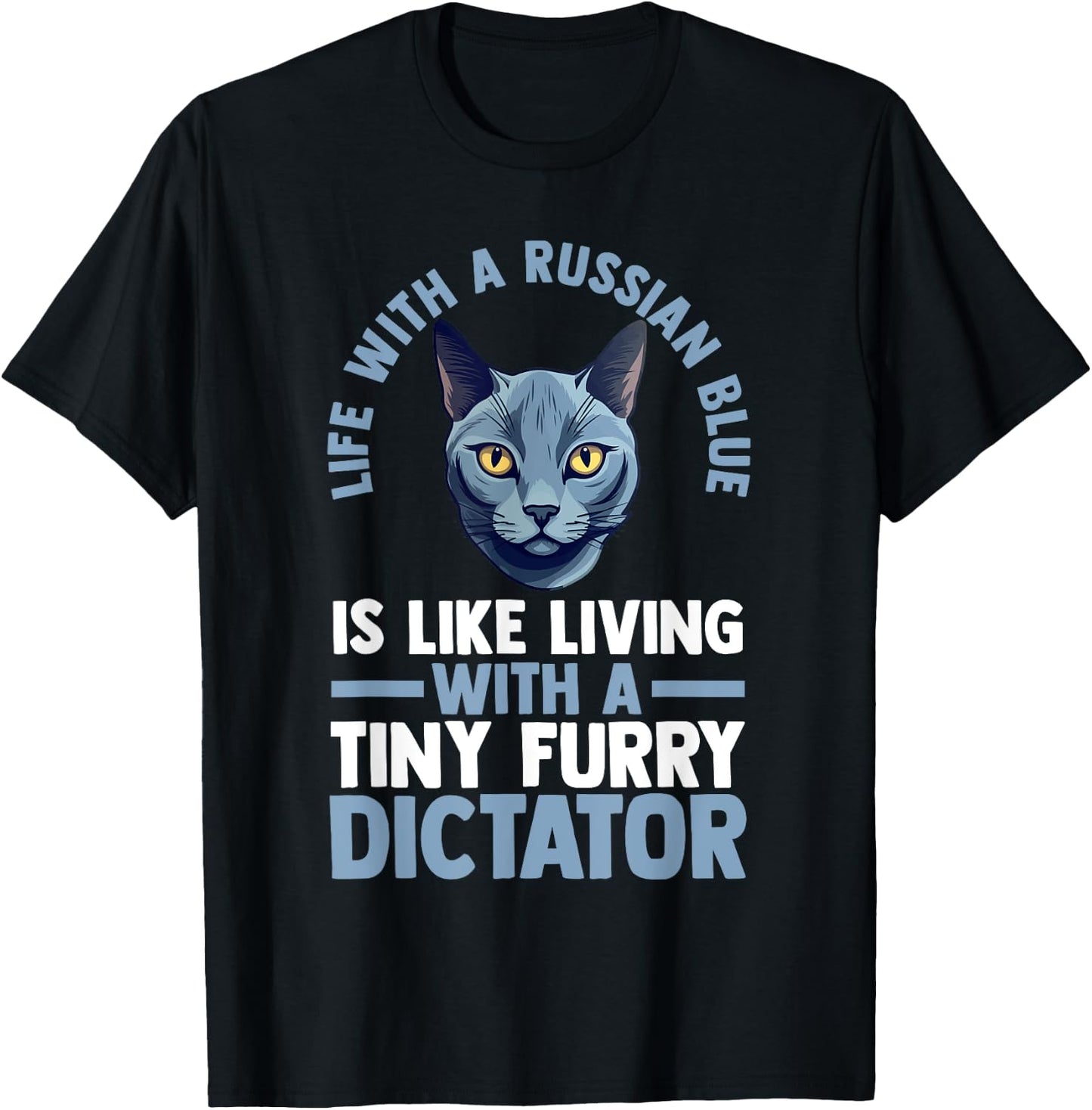 Cat Russian Blue Men Women T-Shirt - T-Shirt | Black