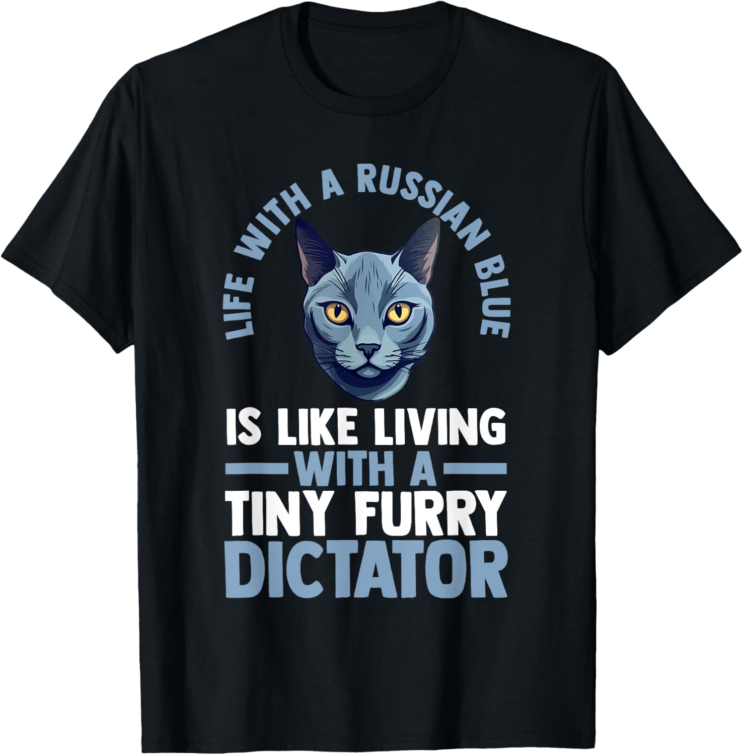 Cat Russian Blue Men Women T-Shirt - T-Shirt | Black