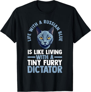 Cat Russian Blue Men Women T-Shirt - T-Shirt | Black
