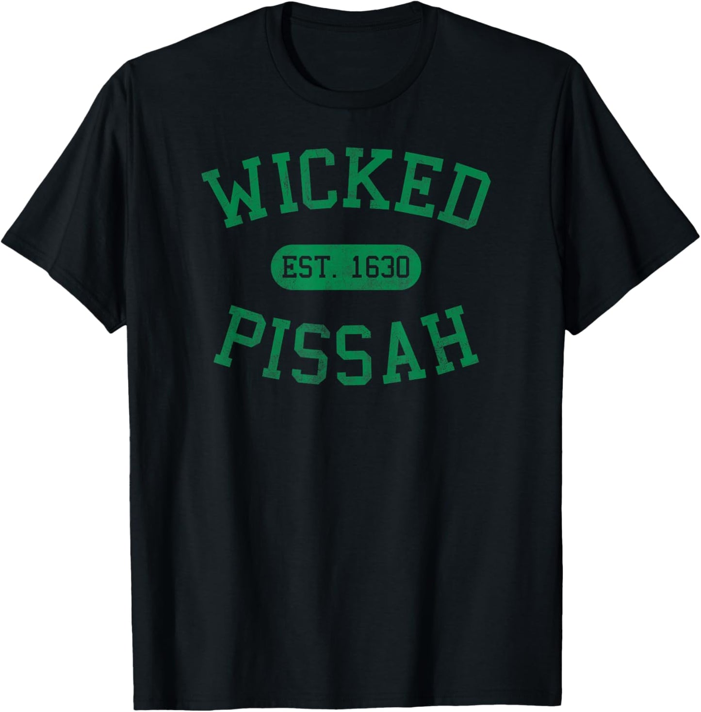 Distressed Vintage Wicked Pissah Boston MA Gag Bostonian T-Shirt - T-Shirt | Black