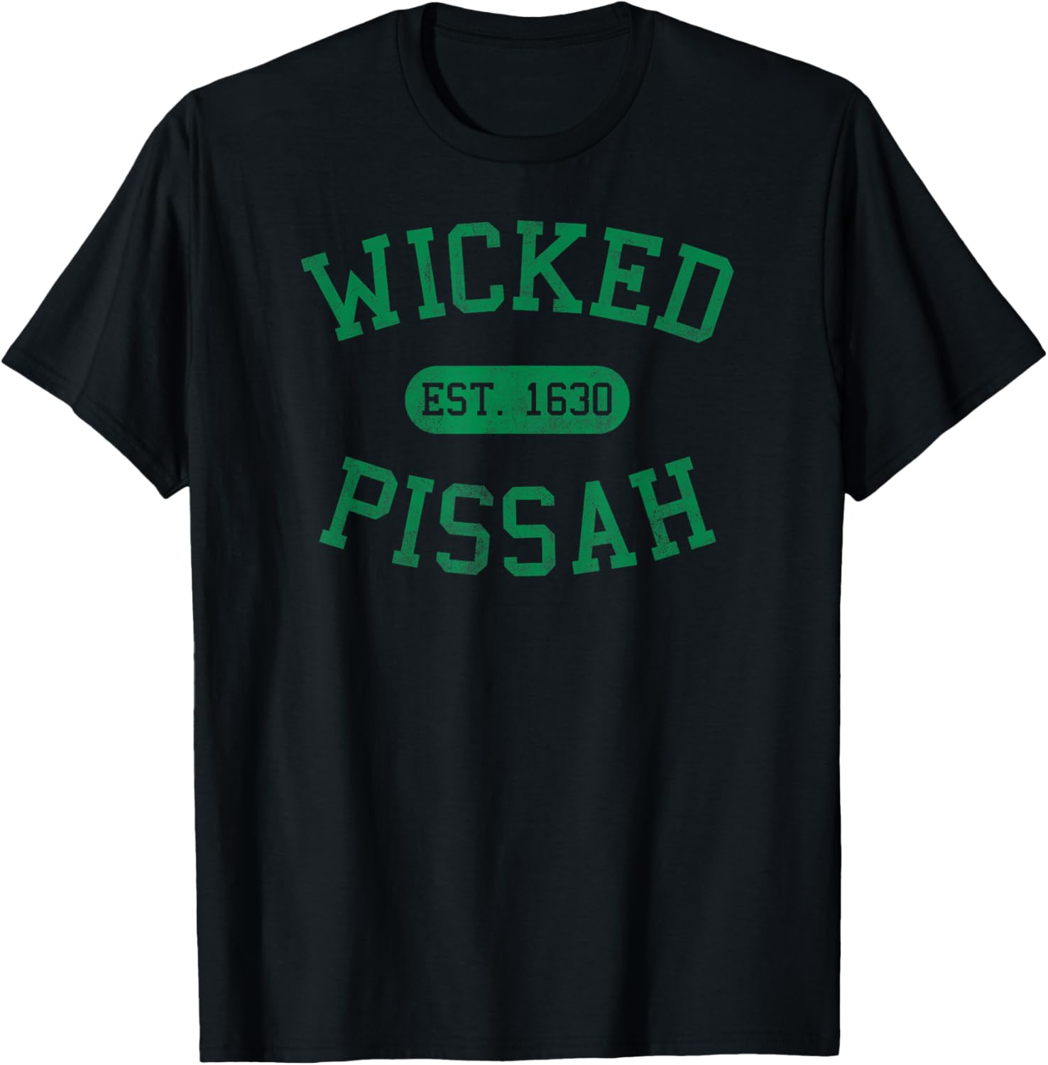 Distressed Vintage Wicked Pissah Boston MA Gag Bostonian T-Shirt - T-Shirt | Black