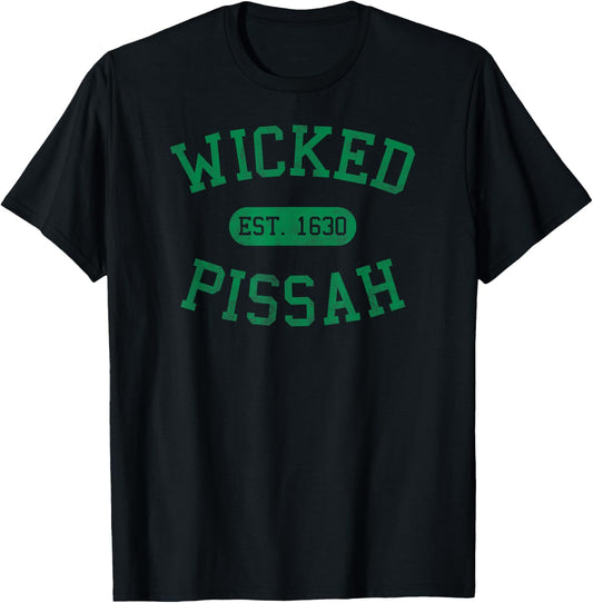 Distressed Vintage Wicked Pissah Boston MA Gag Bostonian T-Shirt - T-Shirt | Black