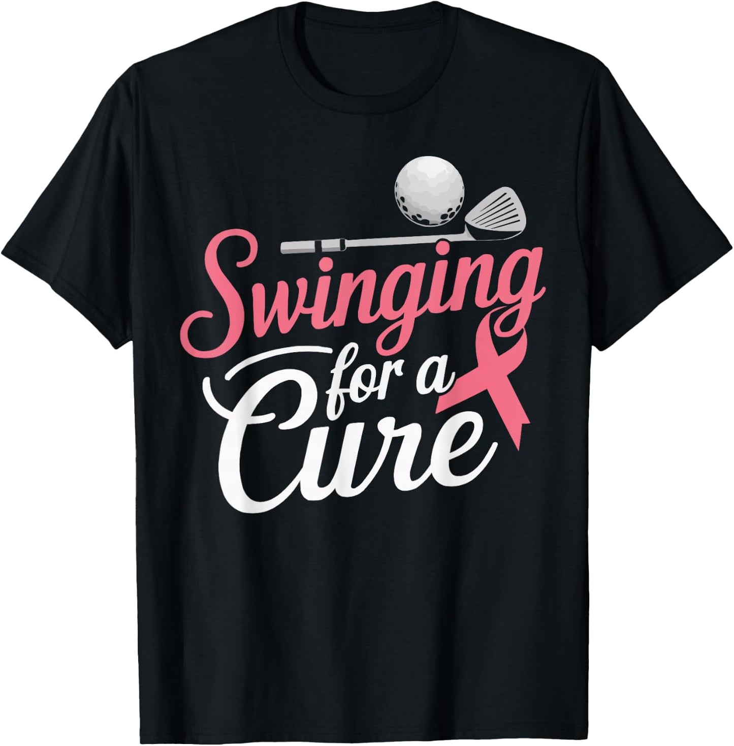 Golf Breast Cancer Awareness Month Golfer Pink Ribbon T-Shirt - T-Shirt | Black