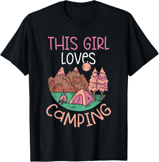 This Girl Loves Camping Lover Campsite Camper Camp T-Shirt - T-Shirt | Black