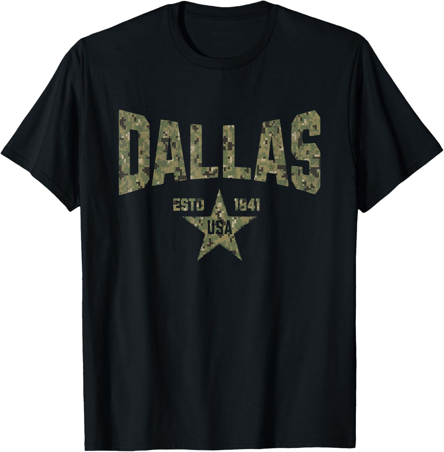 Camo Souvenir USA Star Dallas Texas T-Shirt - T-Shirt | Black