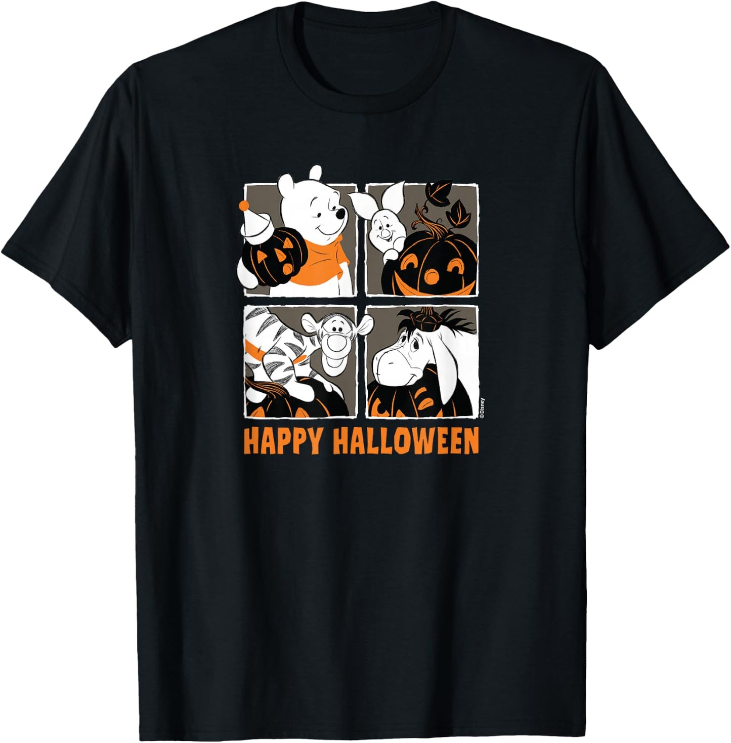 Winnie the Pooh - Happy Halloween Grid T-Shirt - T-Shirt | Black