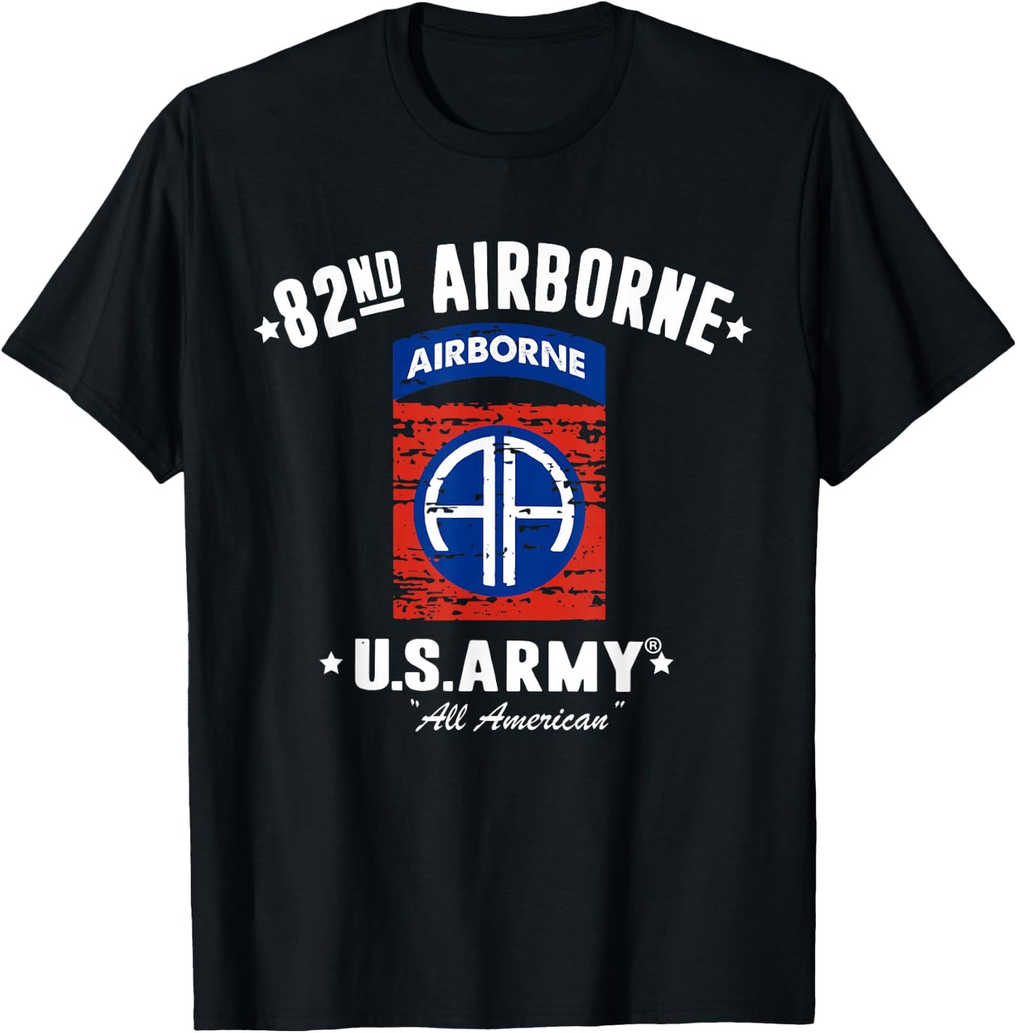 US Army 82nd Airborne Division All American Vintage T-Shirt - T-Shirt | Black