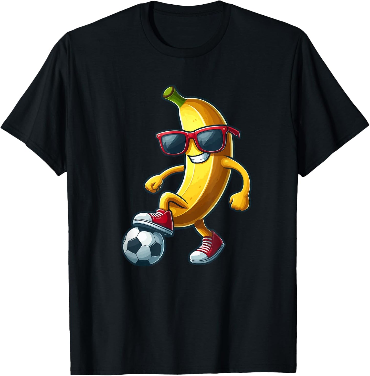 Banana Sunglasses Playing Soccer Funny Fruit Sport Player T-Shirt - T-Shirt | Black