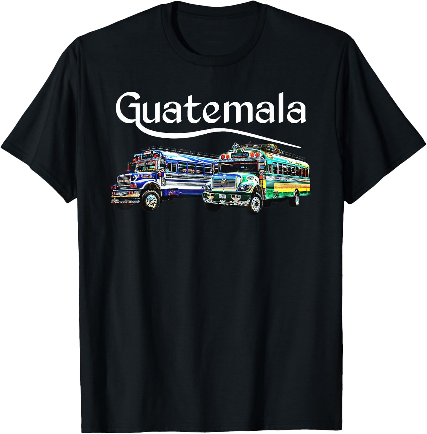 Chicken Bus Guatemala Chapin Quetzal Antigua Tikal Maya 502 T-Shirt - T-Shirt | Black