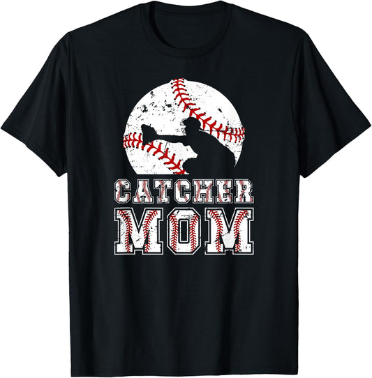 Baseball Catcher Mom Of A Baseball Catcher Mama T-Shirt - T-Shirt | Black