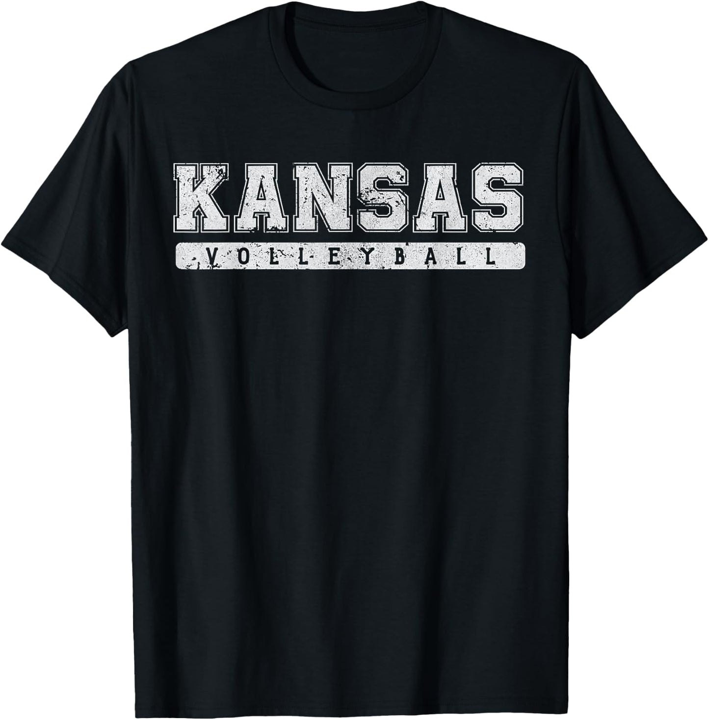 Kansas Volleyball White Vintage Text T-Shirt - T-Shirt | Black
