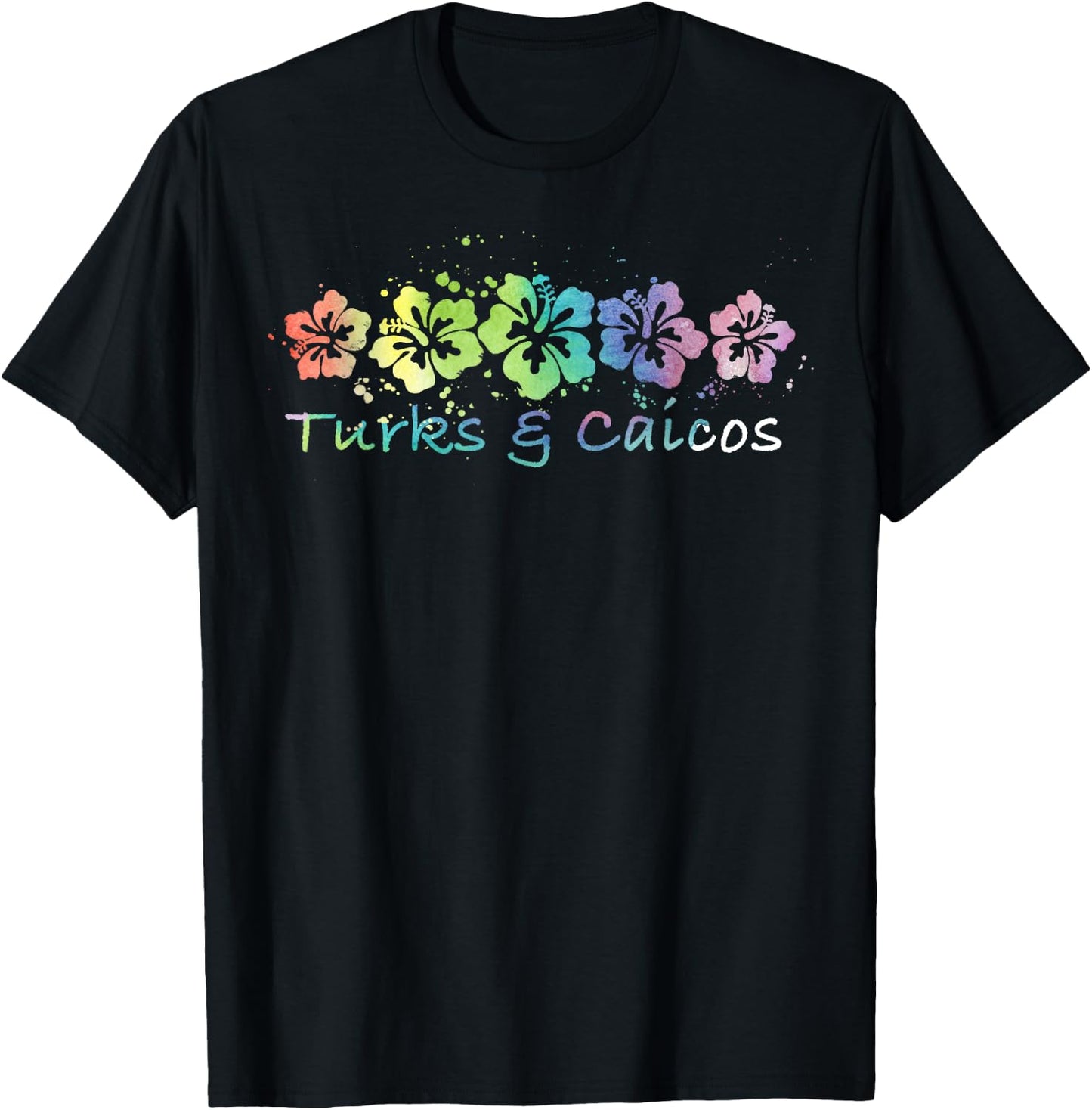 Turks & Caicos Watercolor Beach Design/Travel Surf T-Shirt - T-Shirt | Black