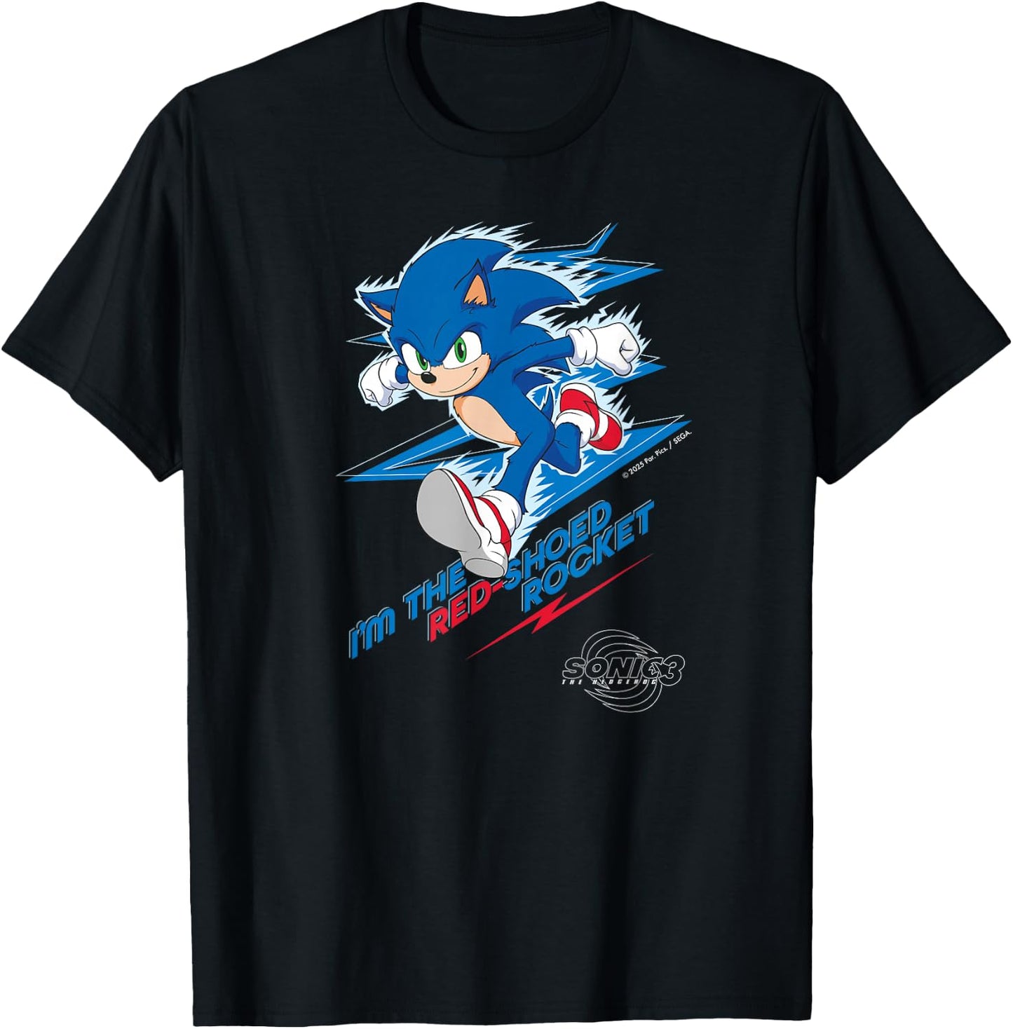 Sonic The Hedgehog 3 - Sonic I'm The Red-Shoed Rocket T-Shirt - T-Shirt | Black