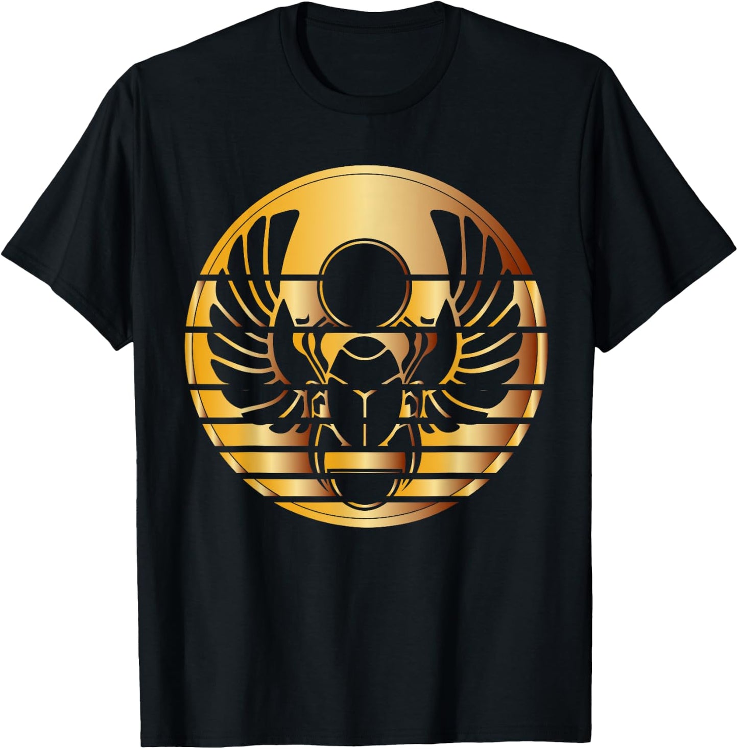 Scarab Beetle Retro Sunset Golden T-Shirt - T-Shirt | Black