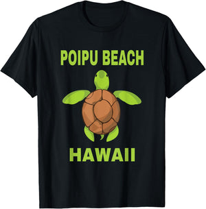 Poipu Beach Family Vacation Kauai Hawaii Sea Turtle T-Shirt - T-Shirt | Black
