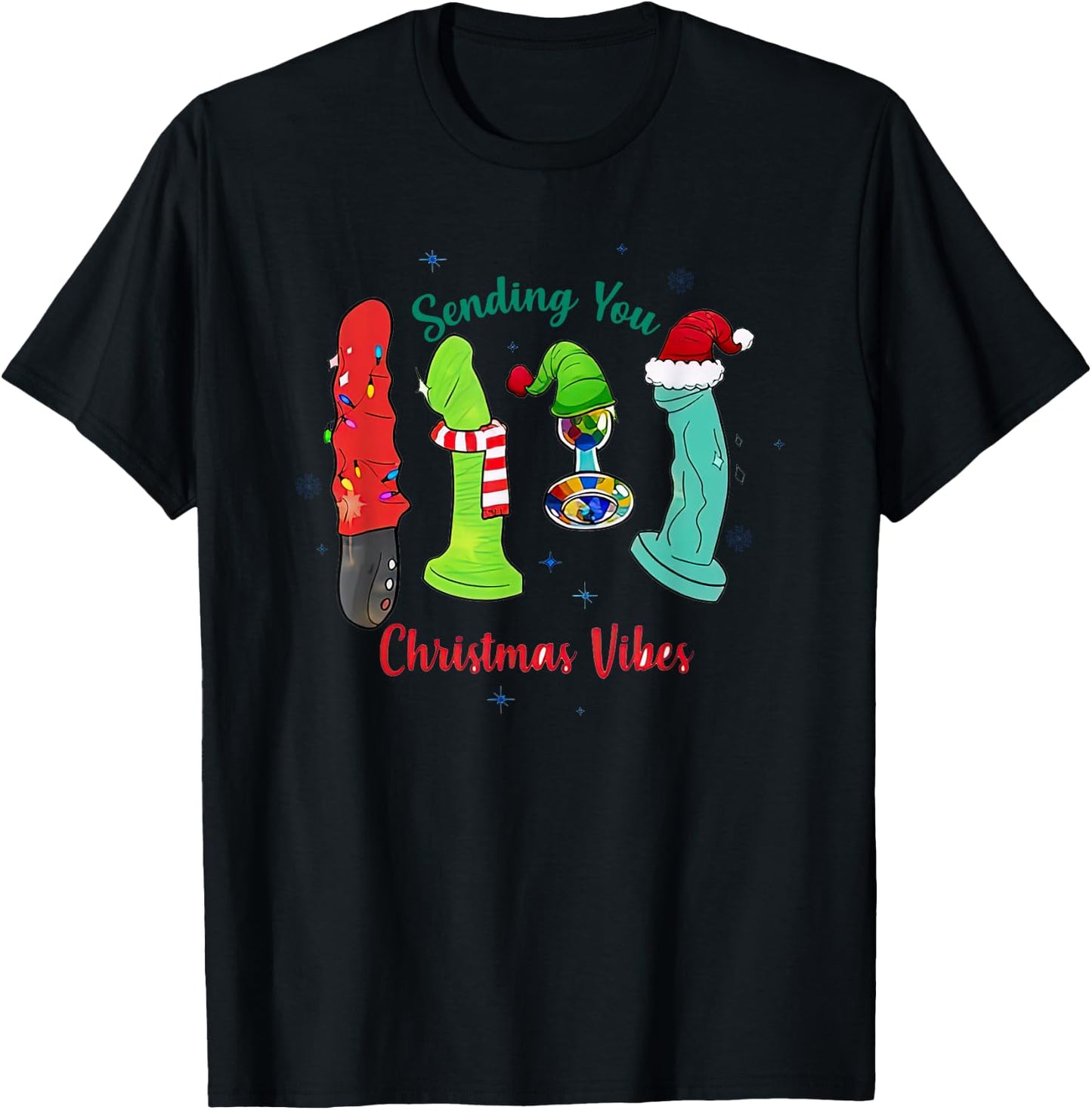 Sending You Gift Christmas Vibes T-Shirt - T-Shirt | Black