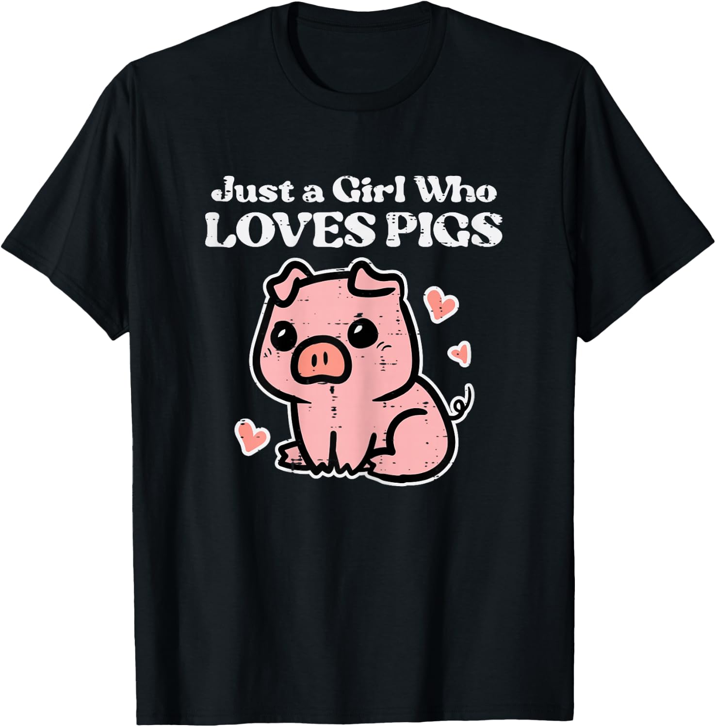 Just A Girl Who Loves Pigs Cute Hog Swine Toddler Girls Kids T-Shirt - T-Shirt | Black