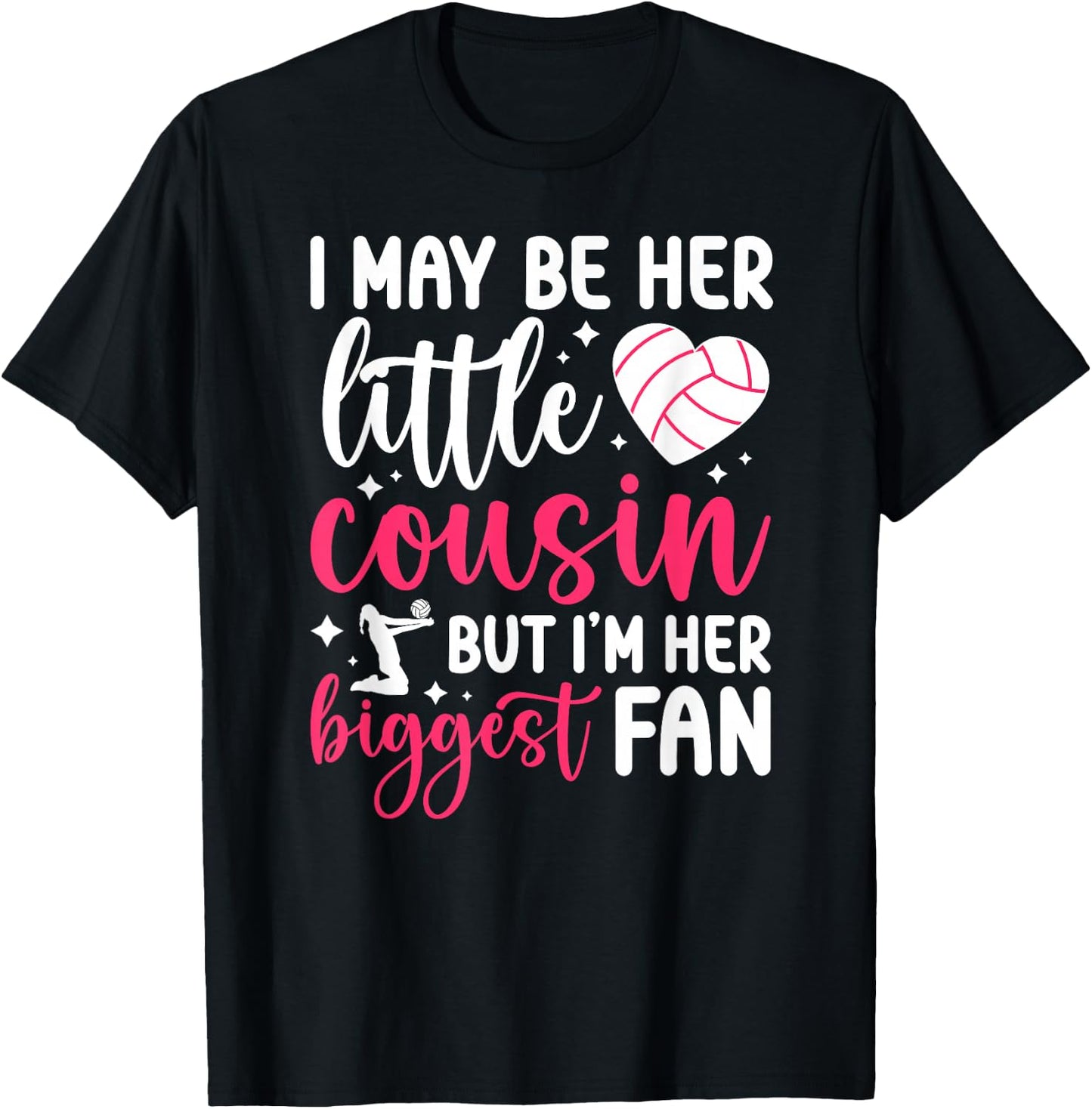 Her Biggest Fan Volleyball Cousin Volleyball Player Cousin T-Shirt - T-Shirt | Black
